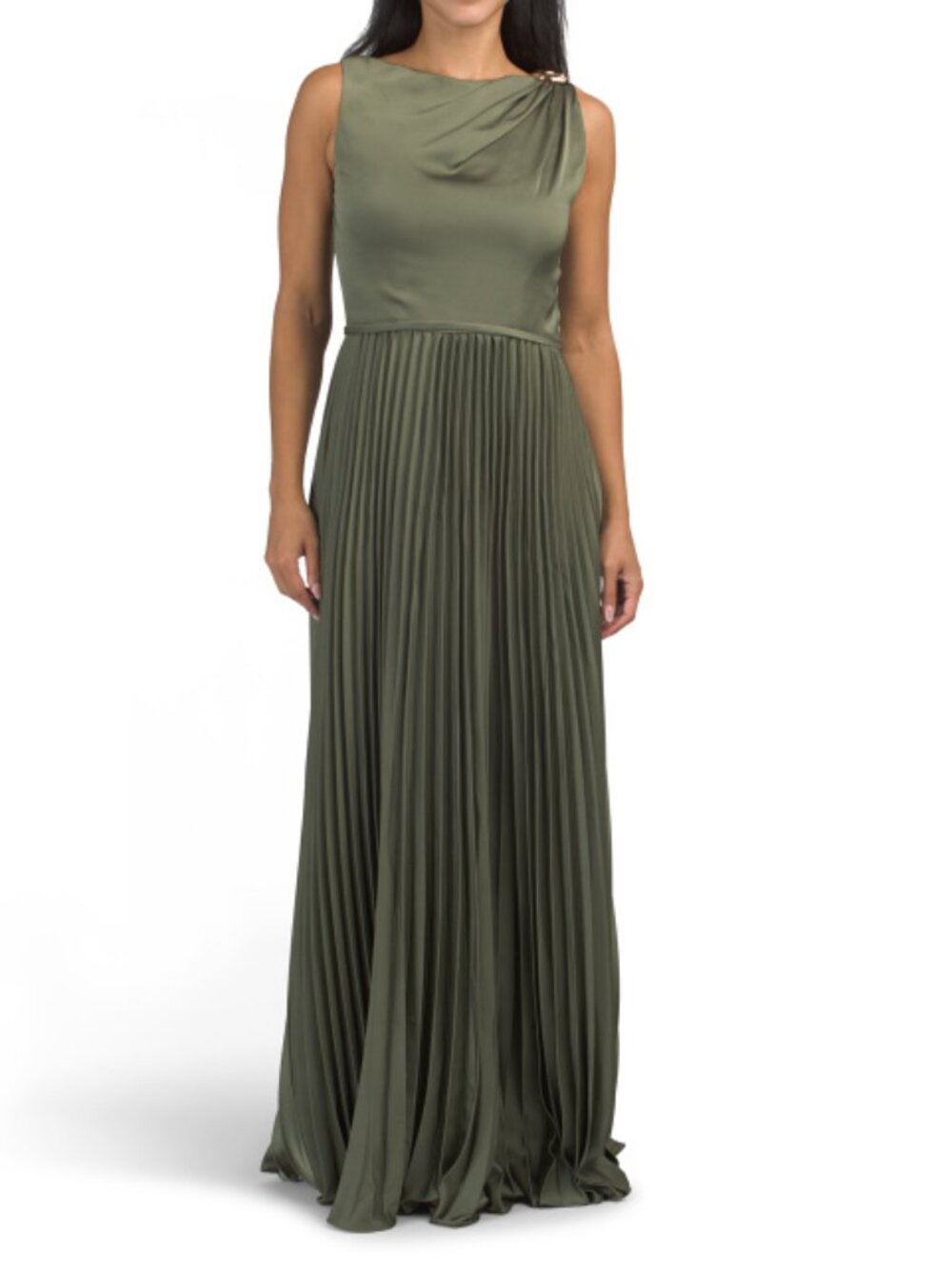 BETSY & ADAM Pleated Skirt Gown